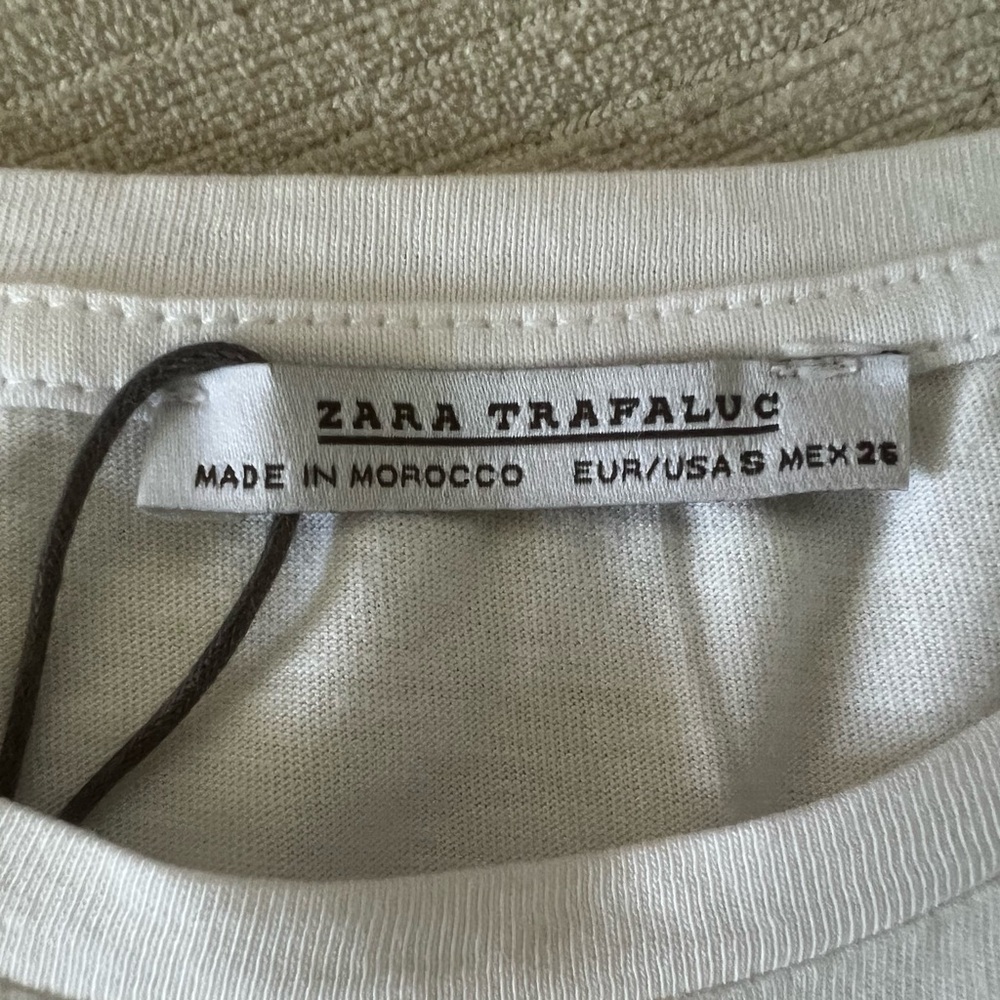 Zara White cotton Tshirt black lace - Picture 8 of 8